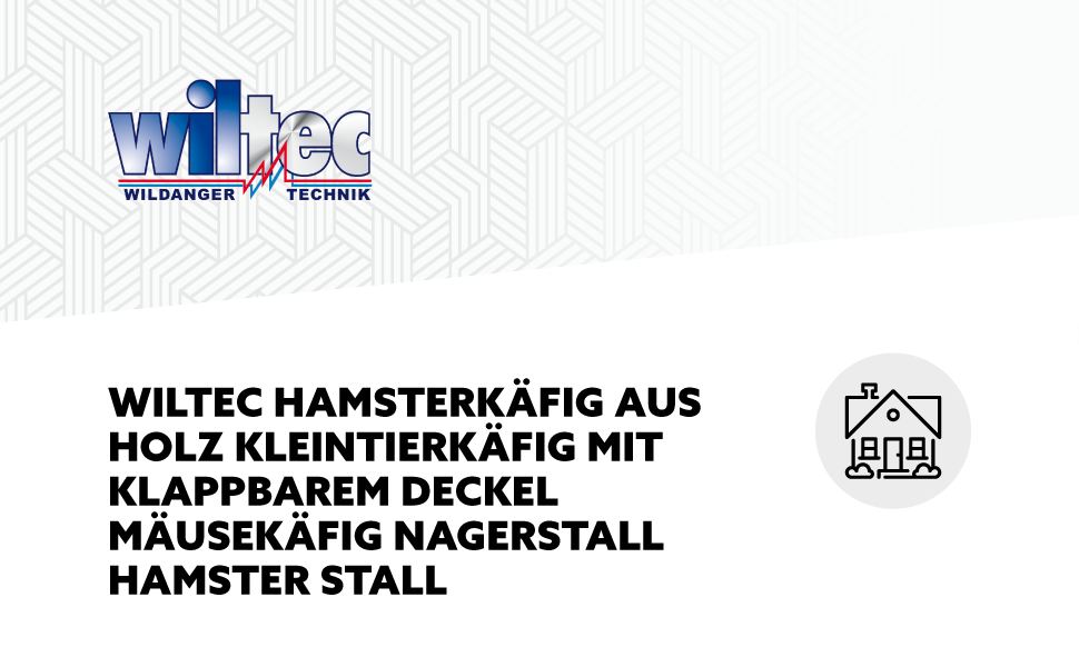Wiltec Hamsterkäfig aus Holz, Kleintierkäfig, klappbarer Deckel, Mäusekäfig, Nagetierkabel, Hamsterkäfig, Stall