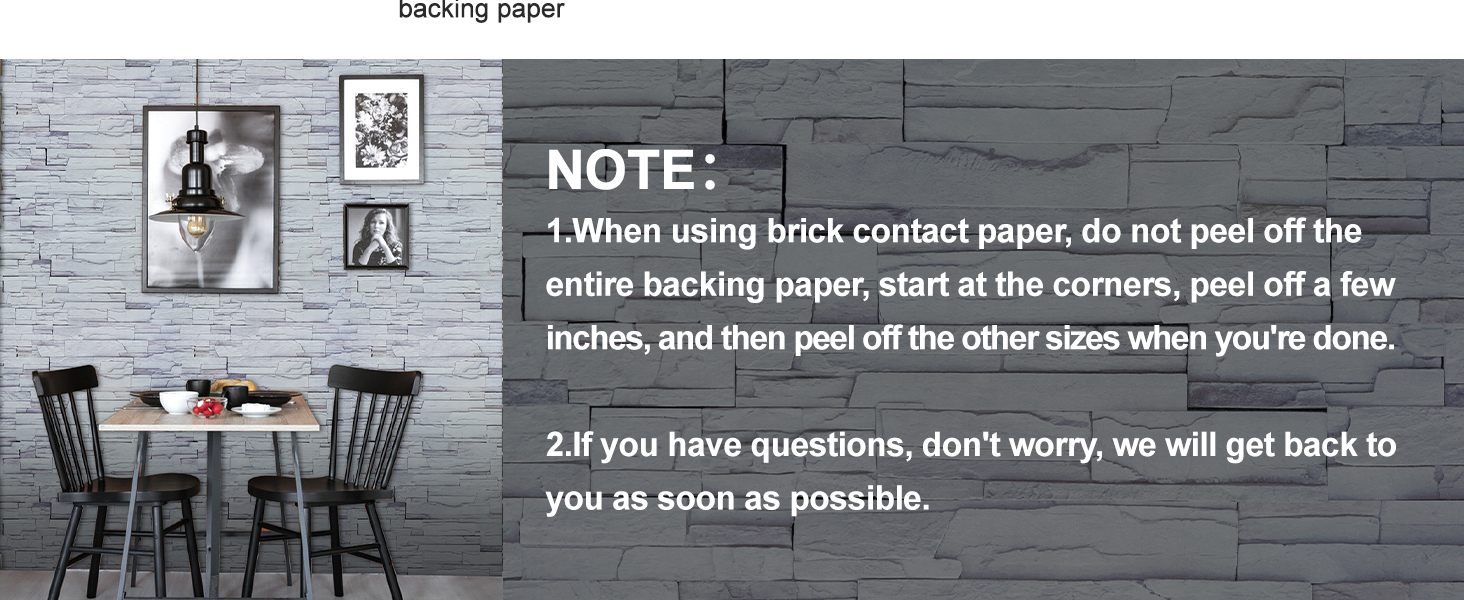 LXCREAT Brick Gray Wallpaper Peel and Stick, Self Adhesive Faux Stone