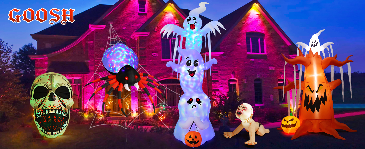 GOOSH Halloween Inflatable Overlap Ghost Outdoor Decorations