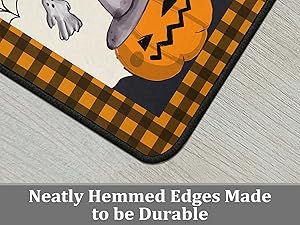 Halloweeen Buffalo Plaid Pumpkin Kitchen Rugs Set of 2