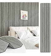 STICKEEP Grey Wood Wall Slat Panels Peel and Stick 3D Fluted Wood Panels for Interior Wall Decor ...