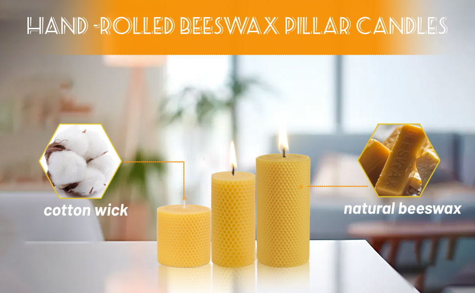 beeswax pillar candles