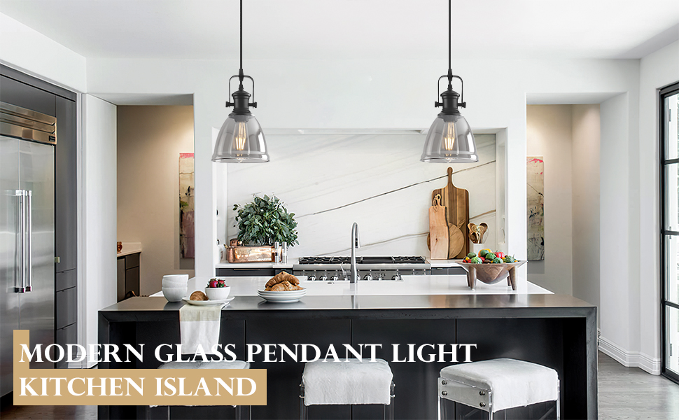 Black Glass Pendant Kitchen Island