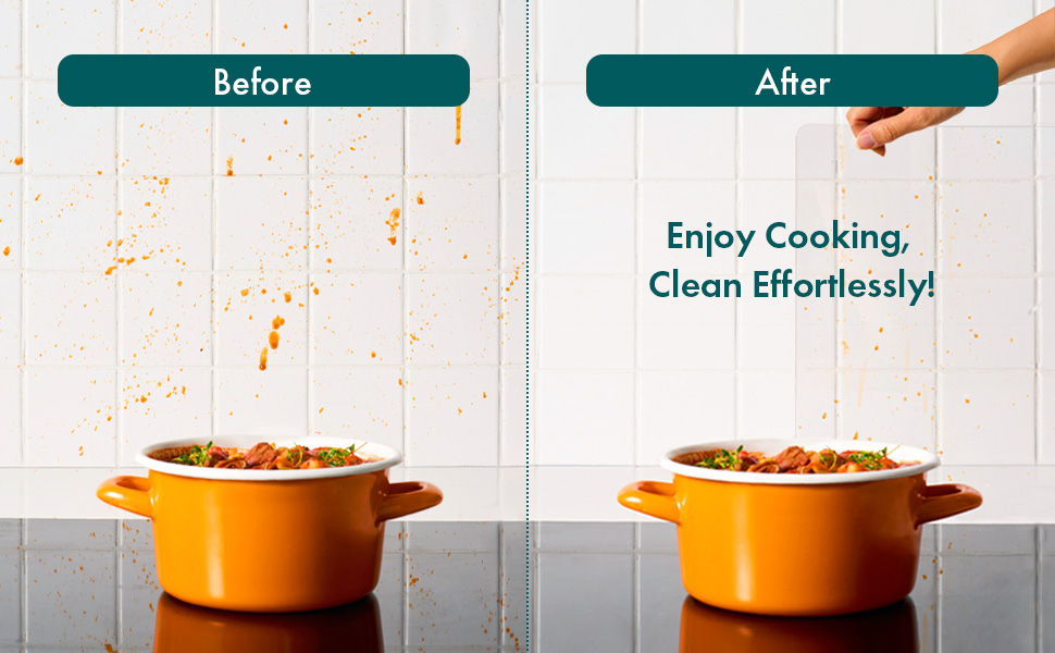 Transparent Splatter Guard Screen Induction Cooktop Foldable Heat-Resistant Lightweight Mess Grease