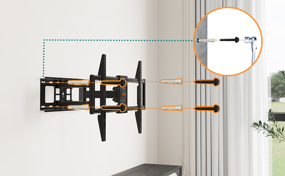 ELIVED Lag Bolt Kit for Mounting TV Wall Bracket into Wood or Concrete