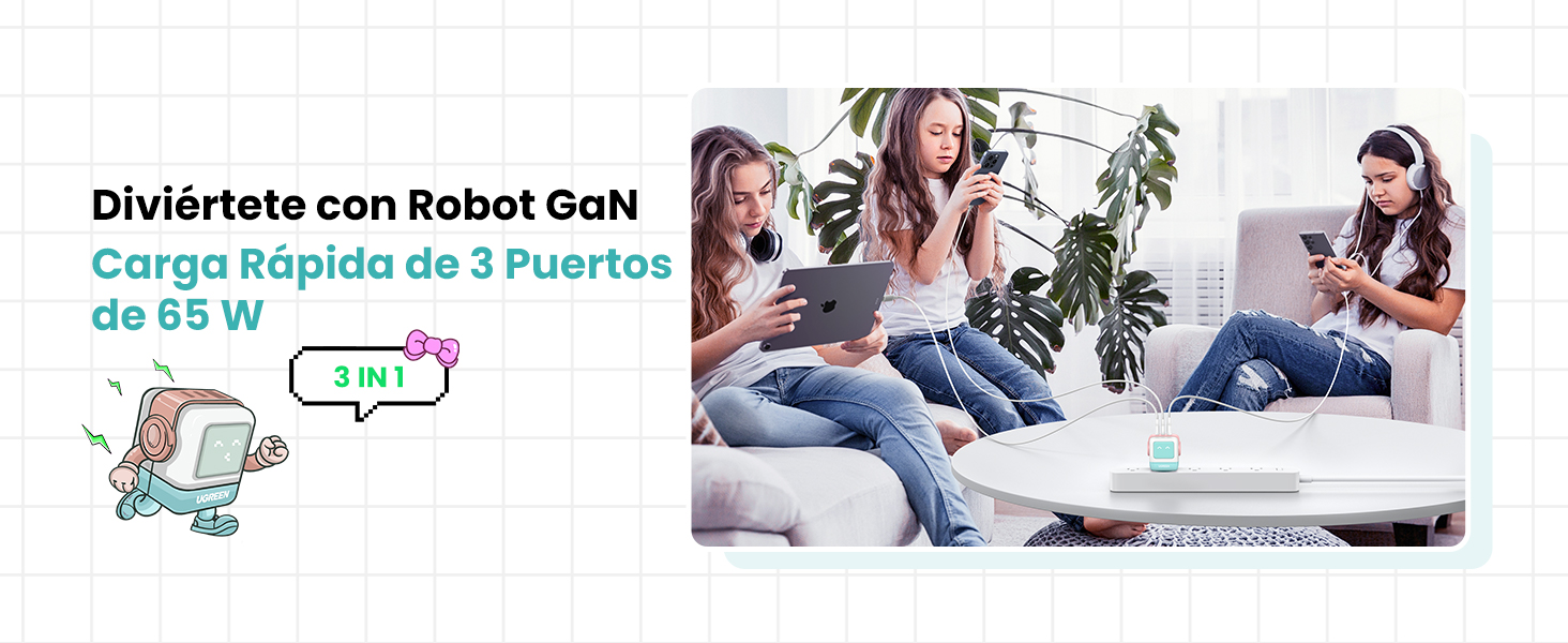 UGREEN Uno Robot 65W GAN Cargador Tipo C