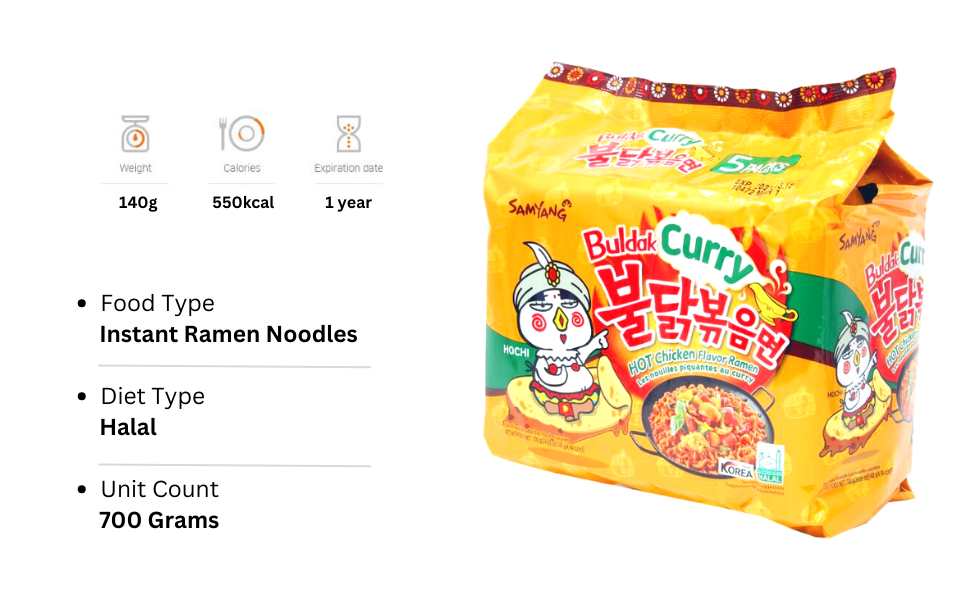 Samyang Buldak Noodles Hot Chicken Flavour Ramen Curry 140g Instant