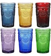 Kingrol 6 Pack 12 Ounces Vintage Water Glasses, Romantic Drinking Glasses, Premium Glassware Set ...