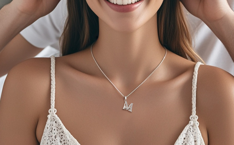 initial necklace for women