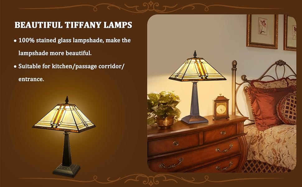 Thatyears Tiffany Lamp Stained Glass Table Lamp for Reading,12 inch