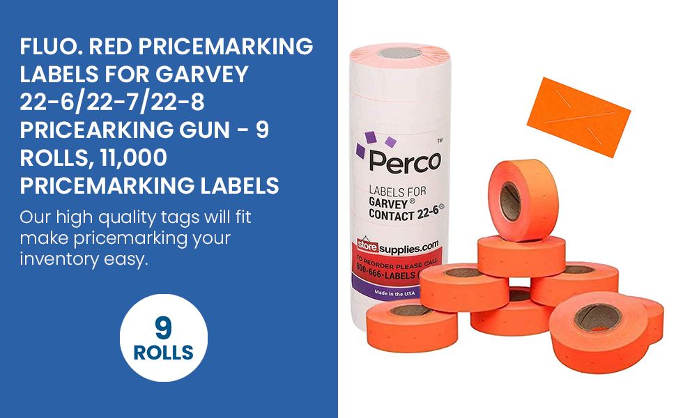 2212 Fluo. Red pricemarking Labels for Garvey