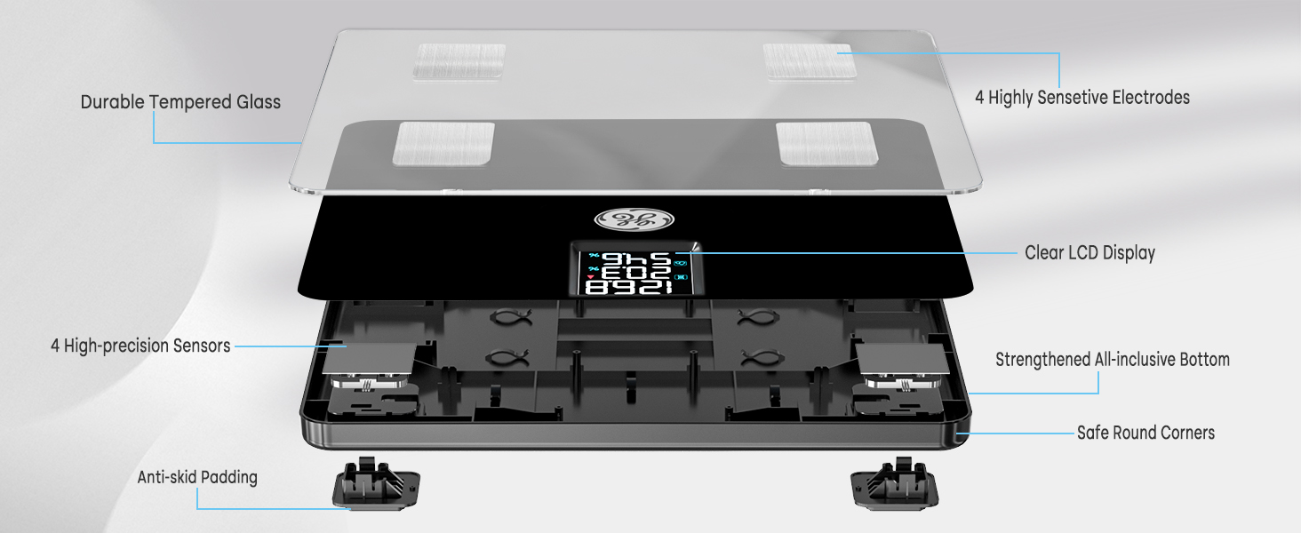 GE Smart Scale for Body Weight Fat Percentage, Digital Bathroom