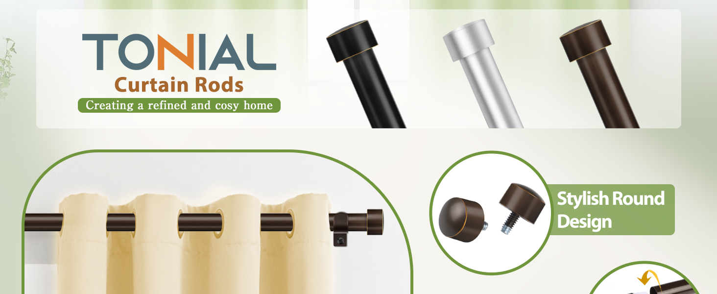 TONIAL Curtain Rods for Windows 48 to 84 Inches(4 to 7 ft