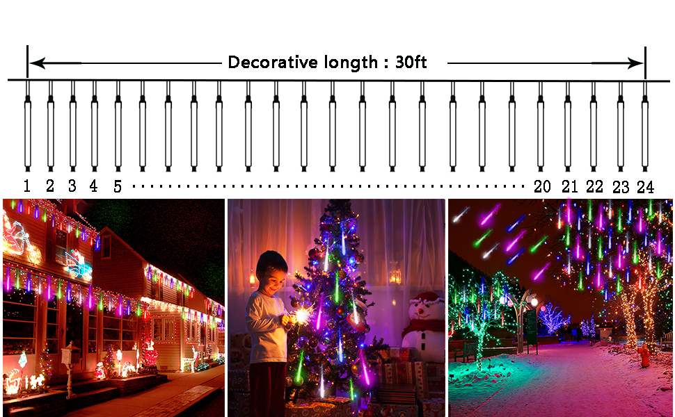 Kwaiffeo Icicle Lights Outdoor, 24 Tubes(Equivalent to Pack of 3 8Tube