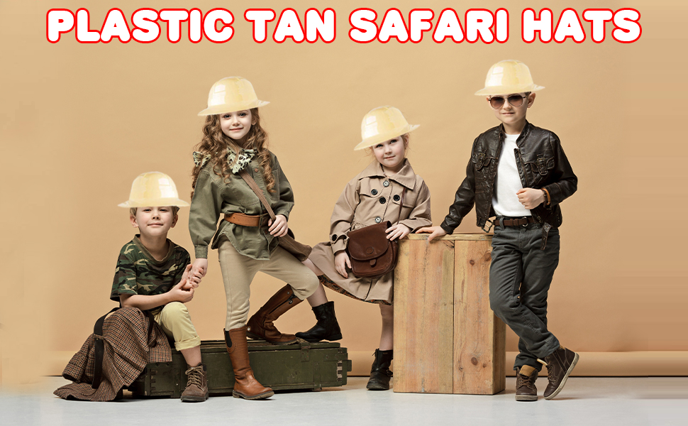 Plastic Tan Safari Hats