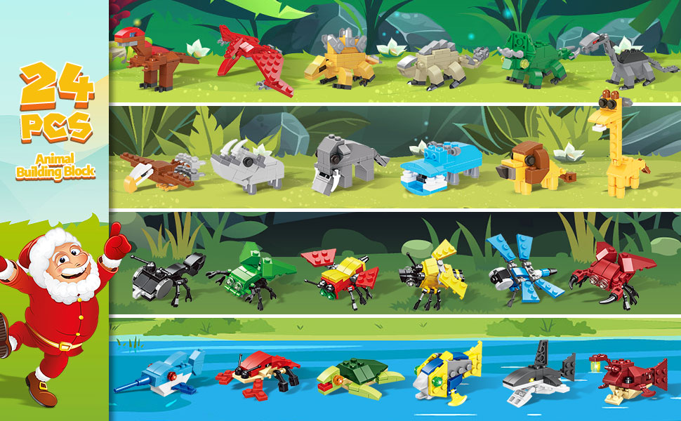 Advent Calendar 2023 Christmas Countdown 24 Days 24pcs Animal Building