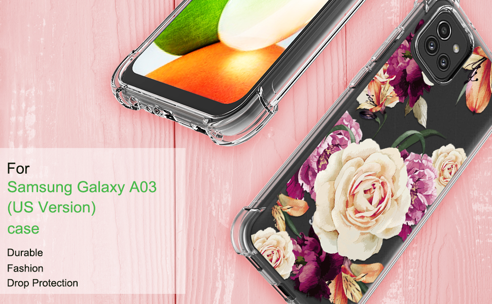 Osophter for Samsung Galaxy A03 Case Flower Floral for