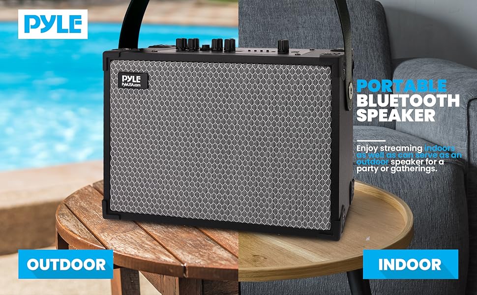 PyleUsa Vintage Bluetooth Speaker Rechargeable Leather