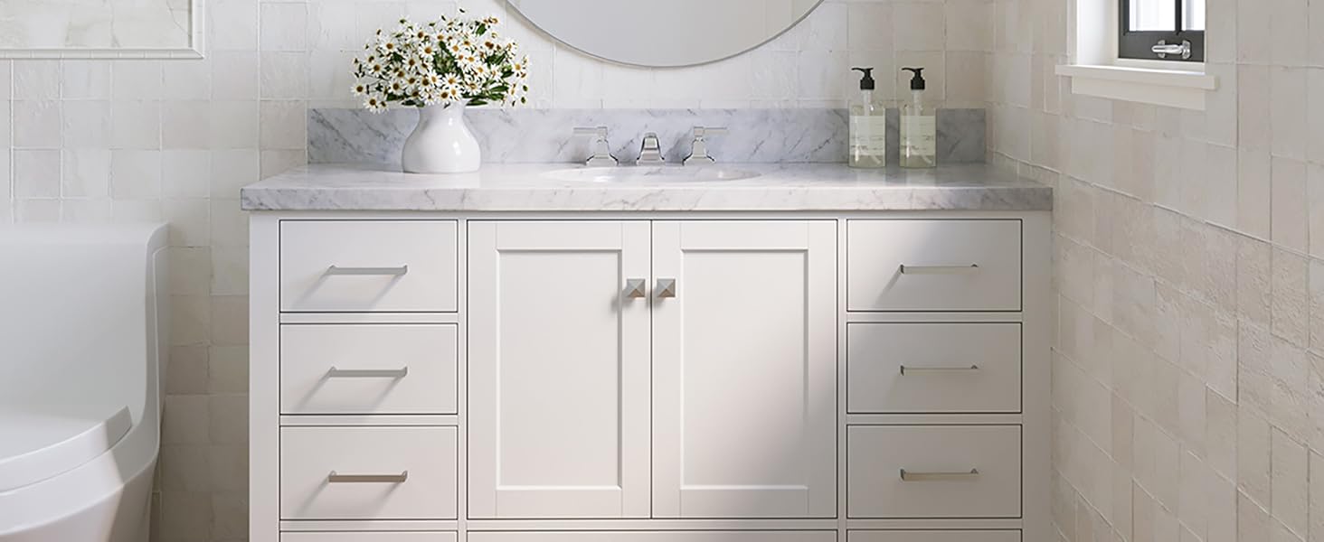 ARIEL 60" White Double Bathroom Vanity Base Double