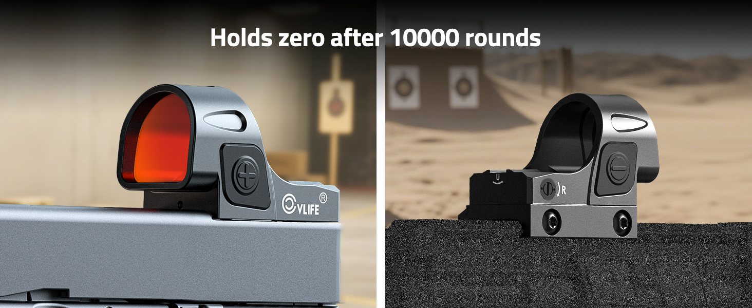 Holds zero after 10000 rounds - CVLIFE WolfCovert Auto-Brightness 7-Reticle Red Dot Sight
