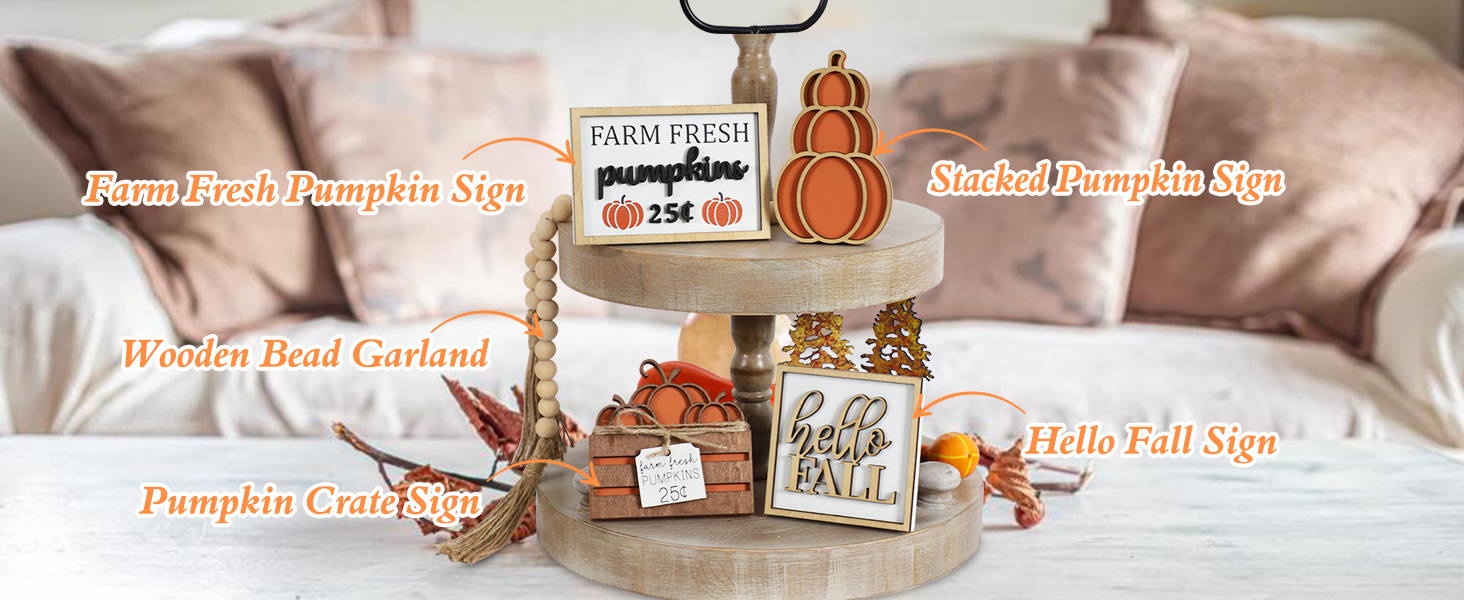Fall Tiered Tray Decor
