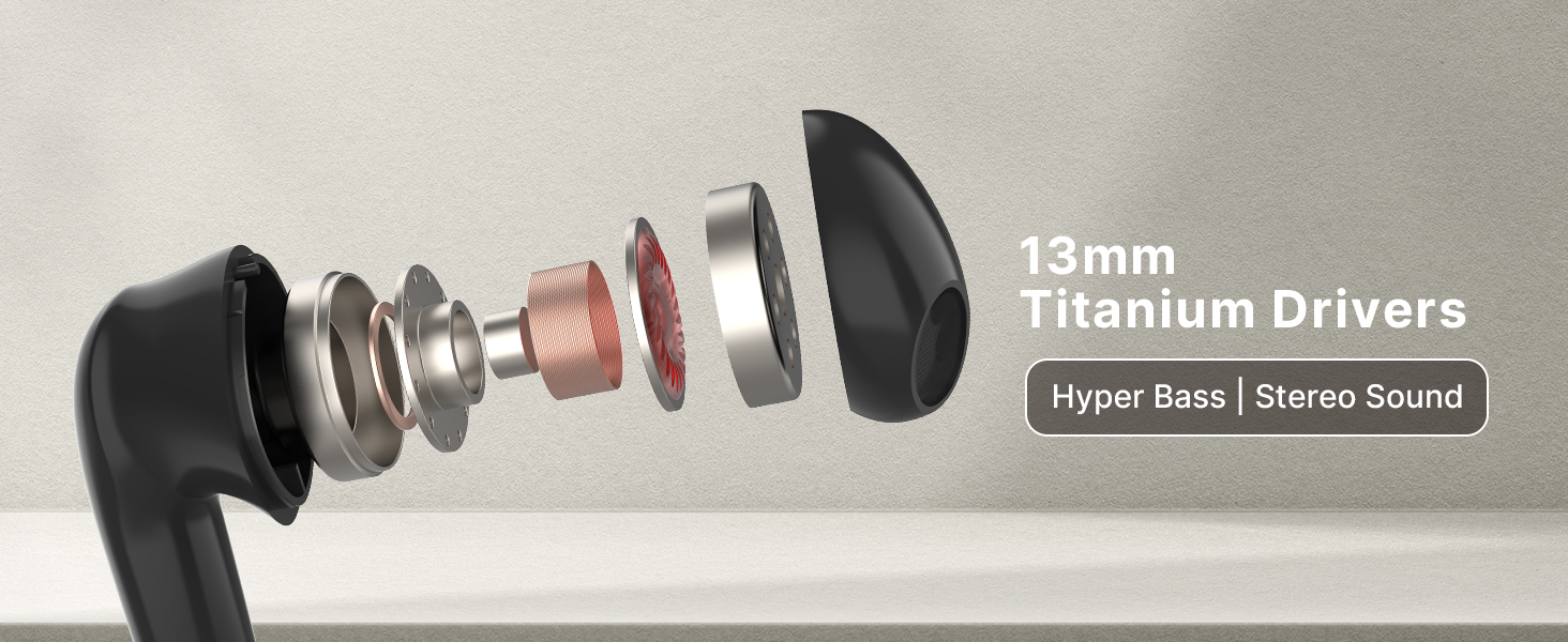 wireless bluetooth earphones earbuds headphones noise cancelling deep bass sports mic touch in-ear