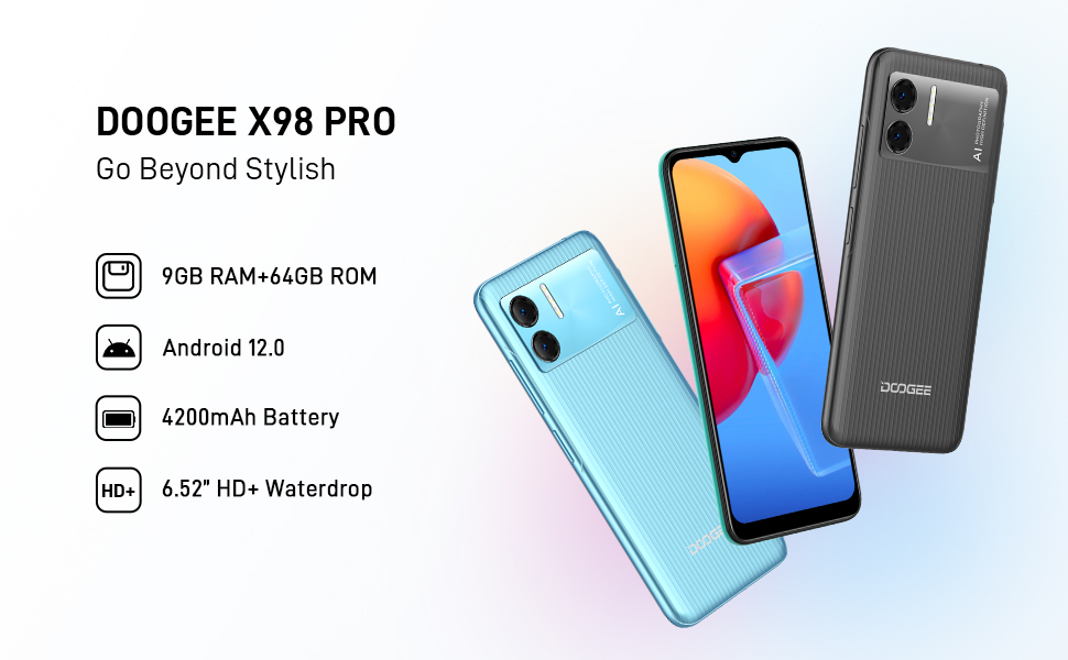 DOOGEE X98 Pro Mobile Phone, Android 12 Smartphone SIM Free
