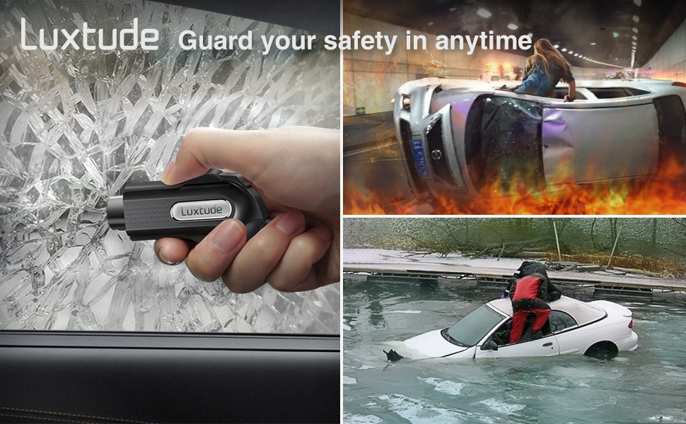 Luxtude 2in1 Car Window Breaker and Seatbelt Cutter, Emergency