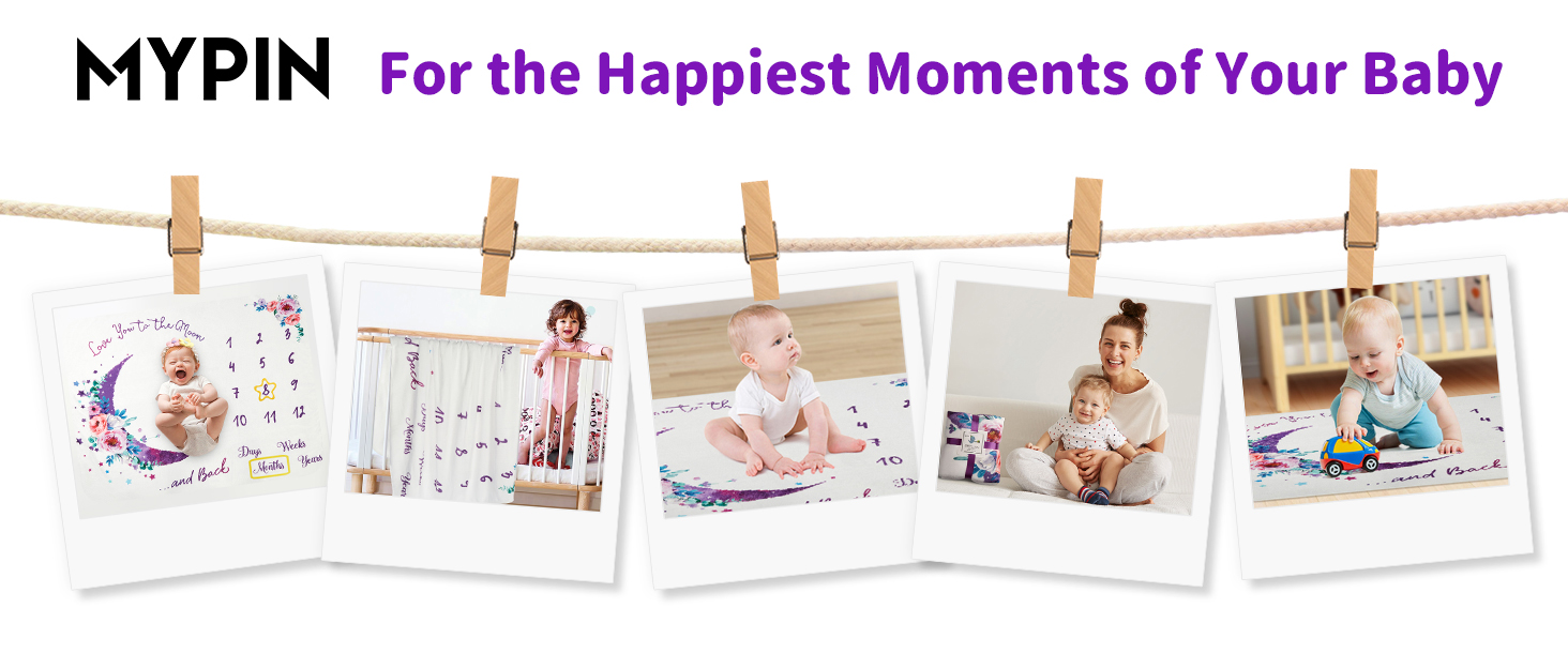 Baby Monthly Milestone Blanket, 51"x40" Newborns Month Blanket Gift for