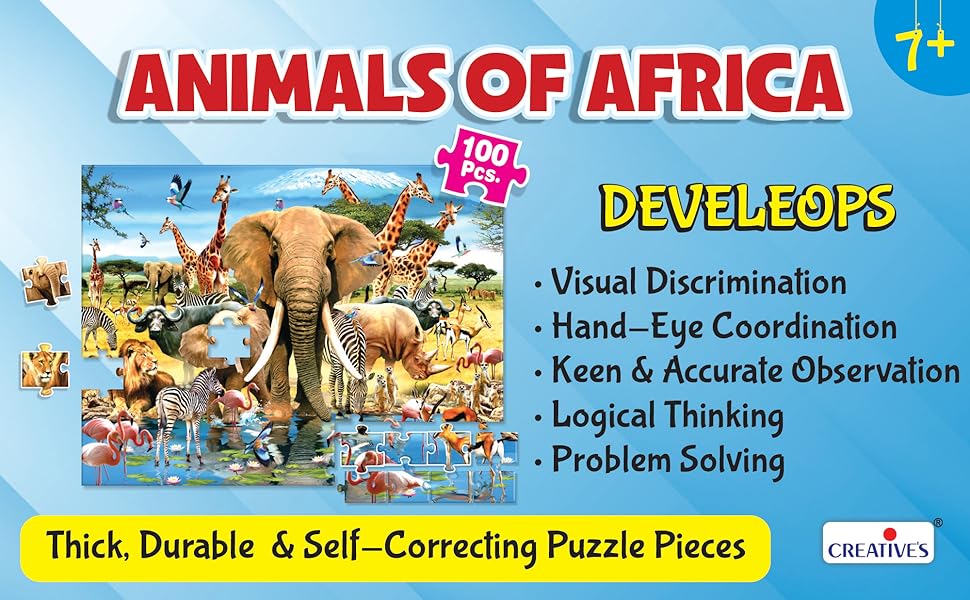 animals of africa puzzles for kids learning self-correcting puzzles eye-hand coordination