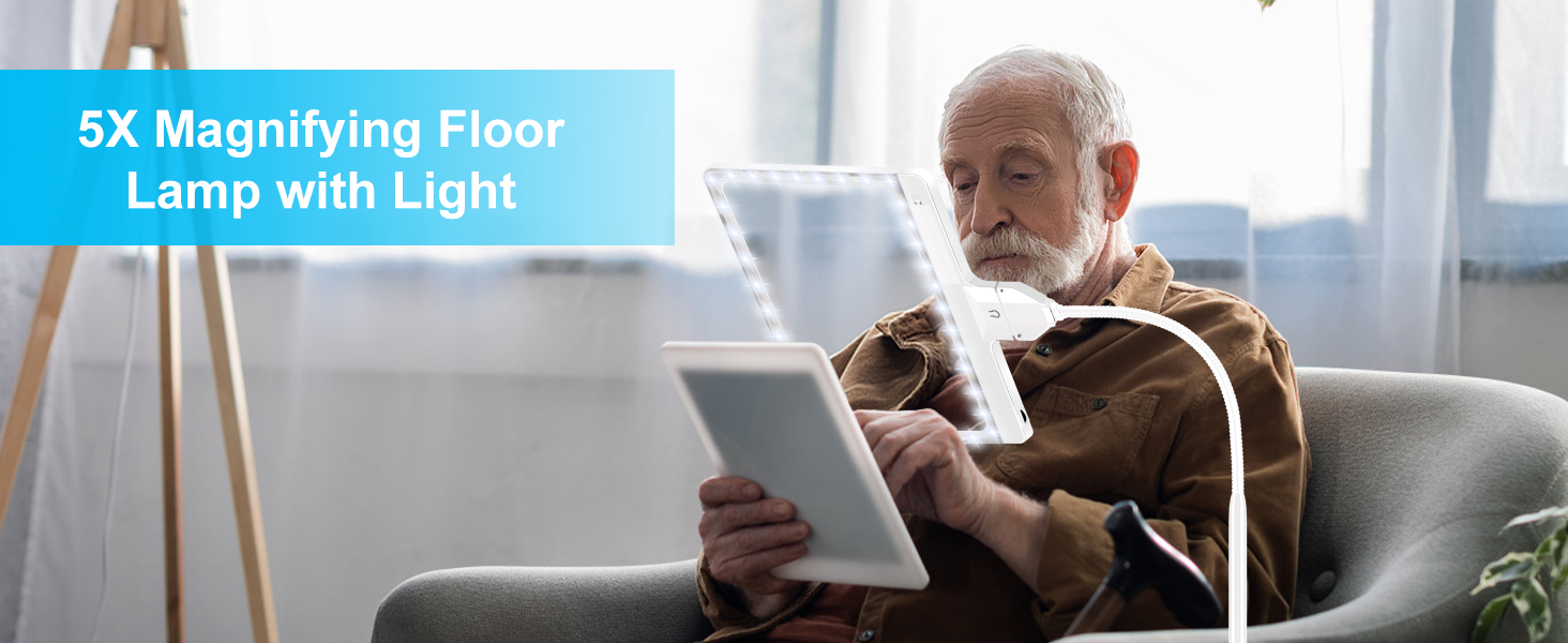 magnifying floor lamp with light