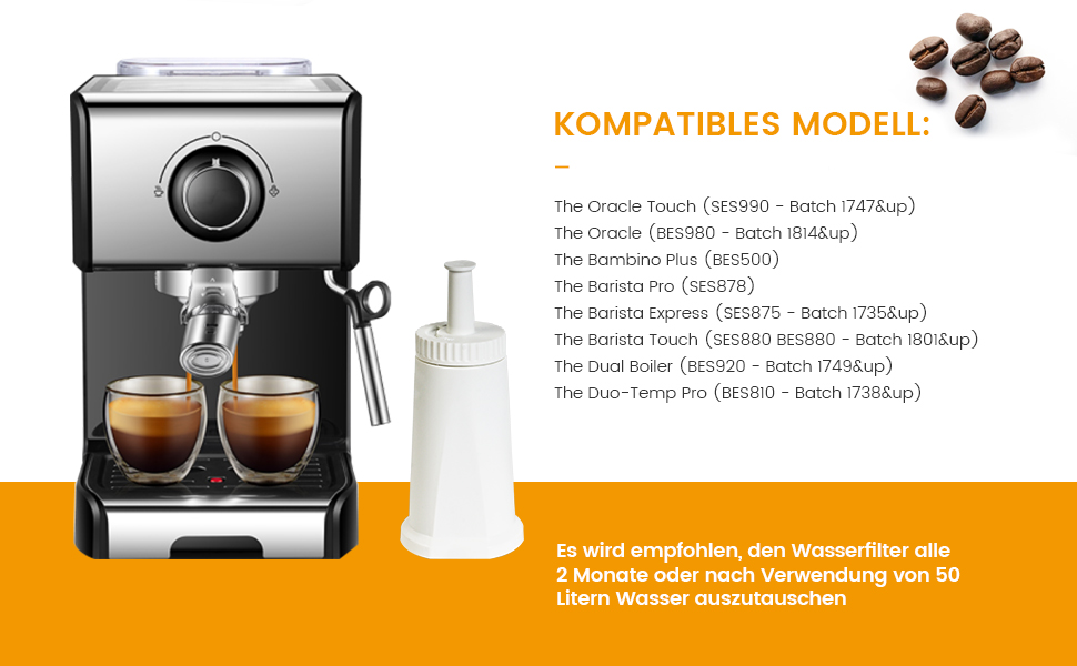 XtraCare 3 x water filters for Sage coffee machines, Sage Barista