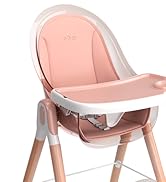 Children of Design 6 in 1 Deluxe Wooden High Chair for Babies & Toddlers, Modern Safe & Compact B...