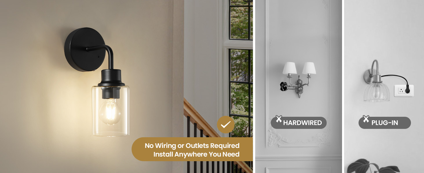 battery sconces wall decor set of 2