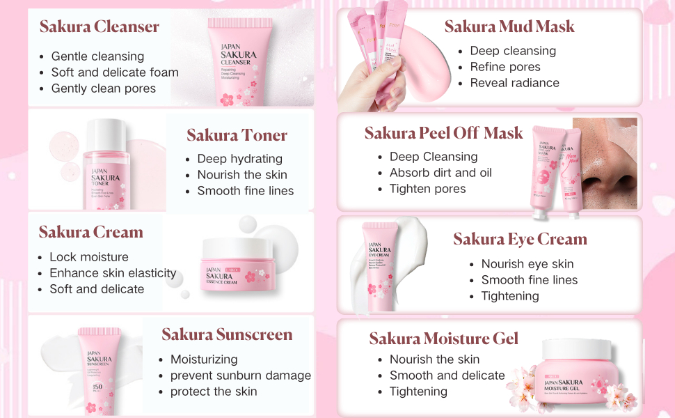 12pcs Sakura skincare set