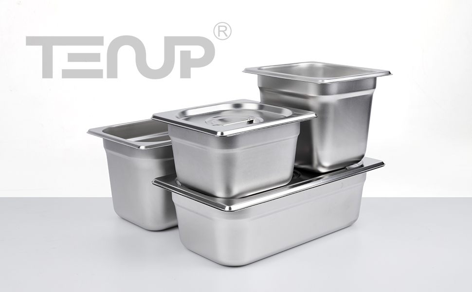 TenUp 6 Pack AntiJam Hotel Pans, 1/3 Size 4 Inch Deep, NSF