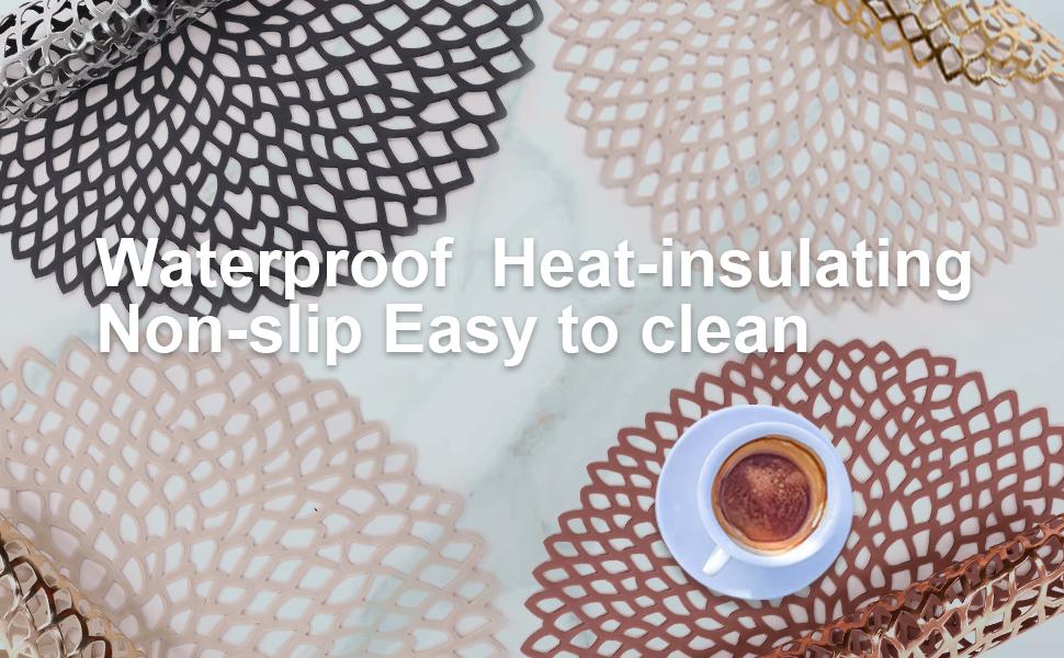 BRKURLEG Pressed Vinyl Metallic Hollow Placemats/Charger