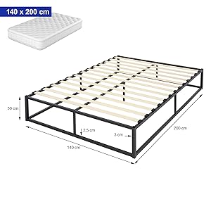ML-Design ML-163/metalen bed Paris 200x140cm zwart