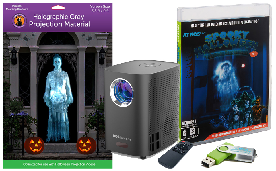 Spooky Halloween Hollusion plus projector and screen