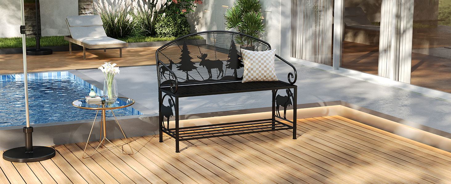 outdoor metal bench