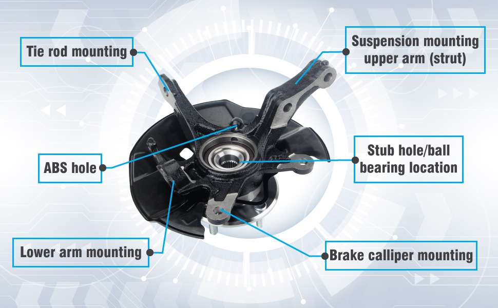 DOSKJOK Steering Knuckle Wheel Hub Bearing Assembly Front