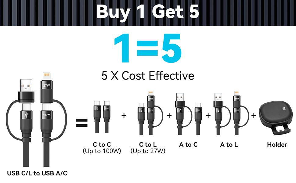 adapter retractable charger 4 in 2 multi charging cable multiple usb c charger cord mutli interface