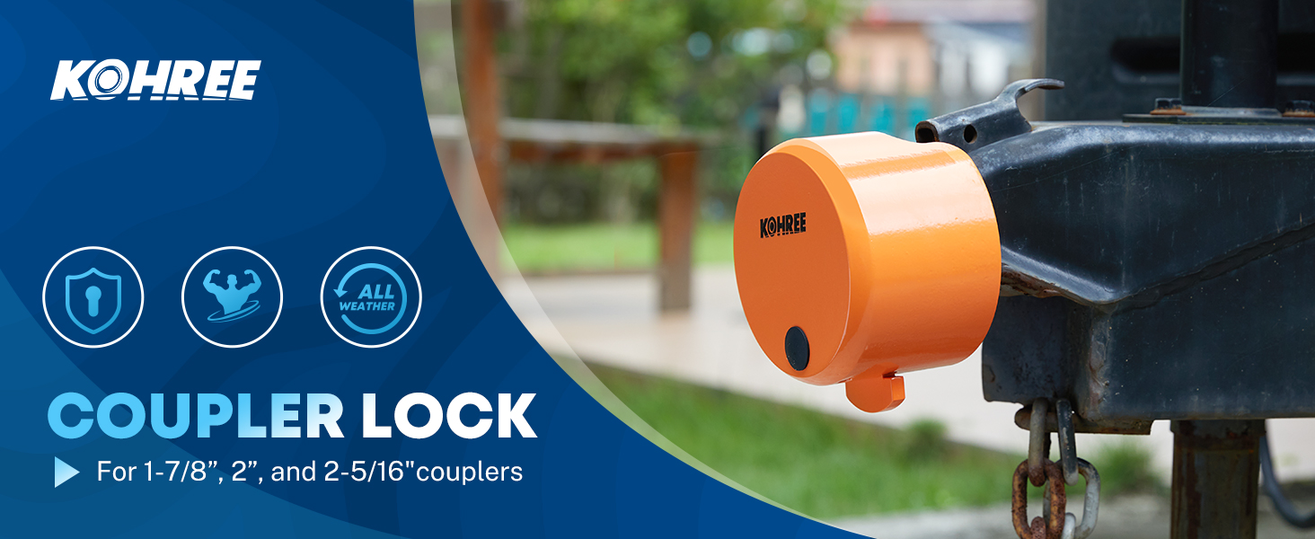 Kohree Heavy Duty Trailer Coupler Lock, RV Trailer Locks fit 25/16