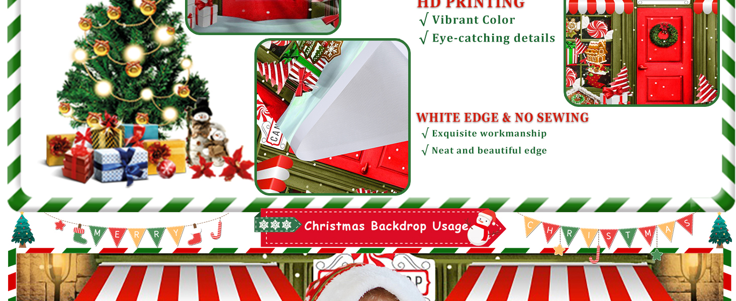 Red and Green Christmas Backdrop