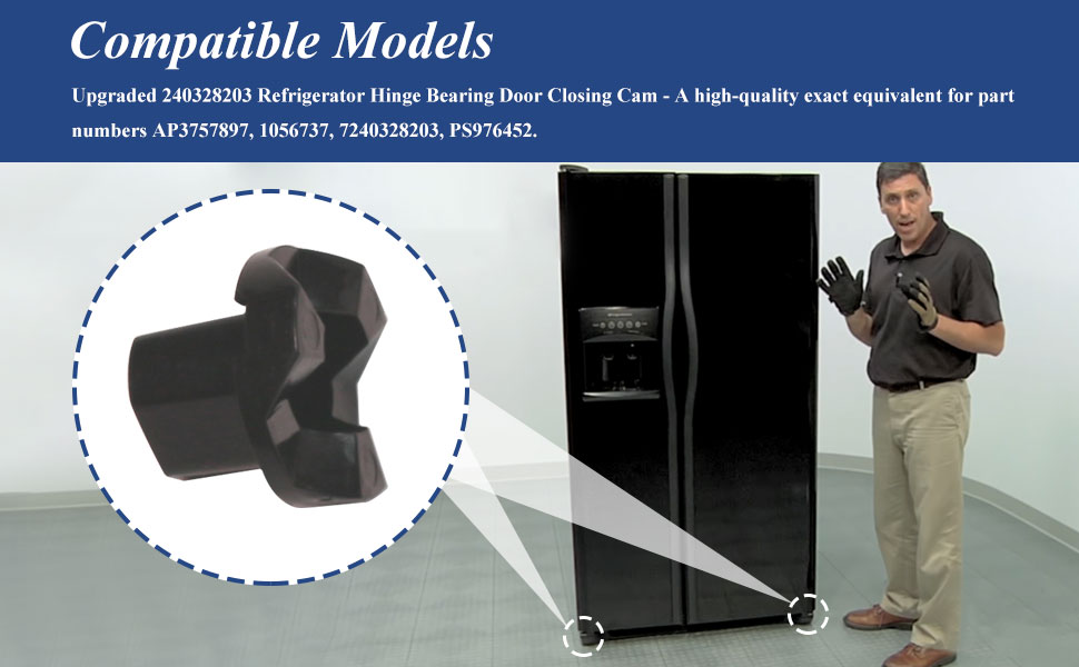 2 Pcs 240328203 Refrigerator Door Hinge Bushing Bearing Closing Cam, Replacement for Frigidaire Electrolux Refrigerator Parts, Fit for The Bottom Door, Replaces Part # AP3757897,1056737, PS976452 4 A1.2HSJL01.L详情2