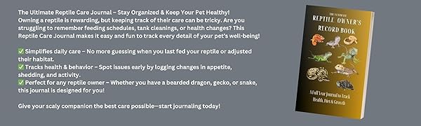 Photo of book with description - stay organized for your reptile care