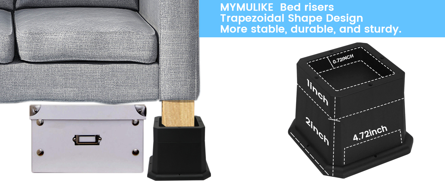 MYMULIKE Adjustable Bed Risers 3 Inch,Furnitures Risers