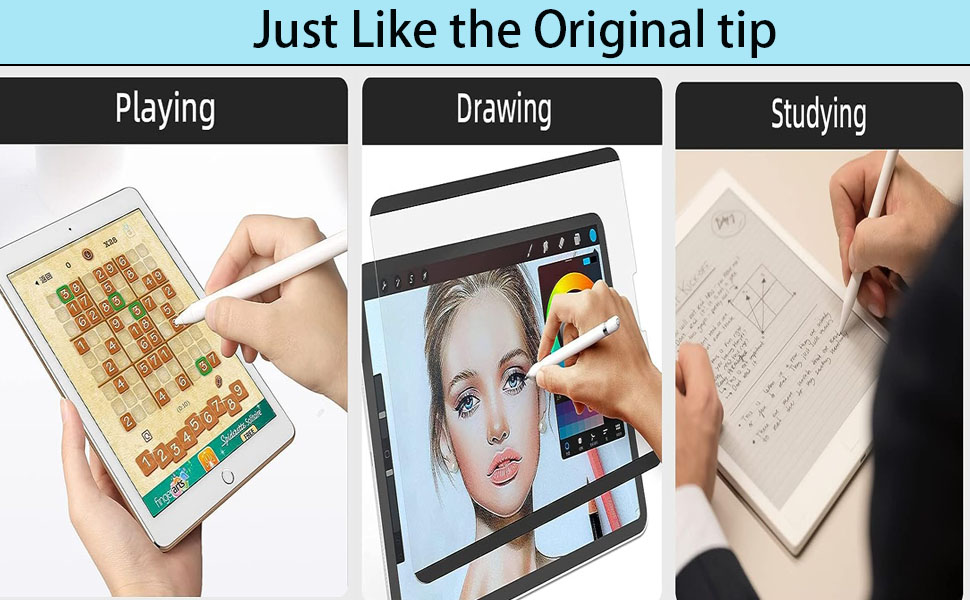 HANGNAYONE 8 Pack Apple Pencil Tips, Upgraded Replacement Pencil Nibs