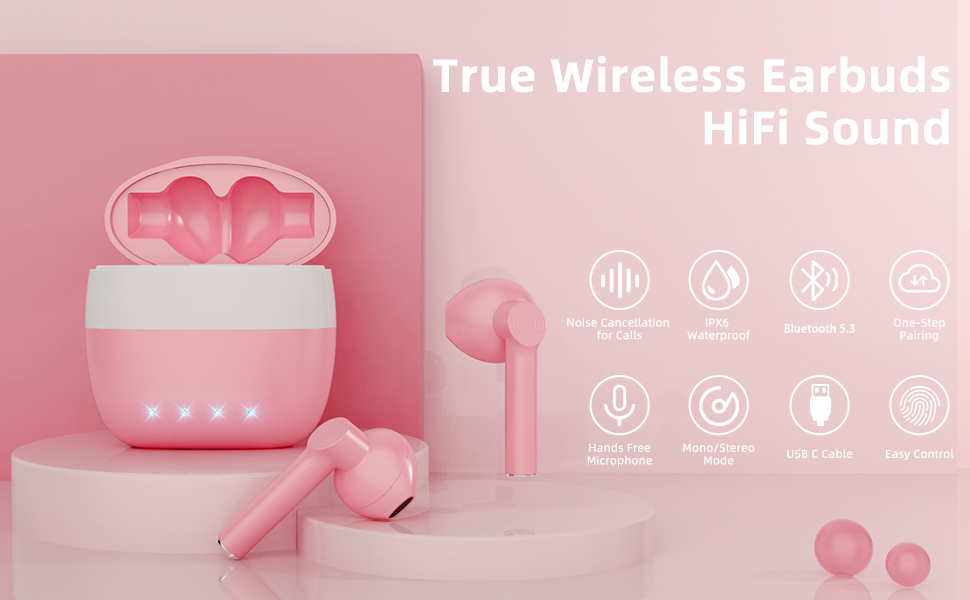 Wireless Earbuds Bluetooth, ENC Noise Cancelling Deep Bass