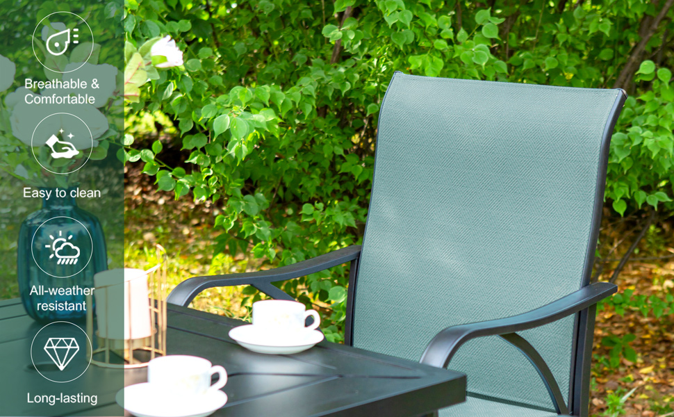 PHI VILLA 5 Piece Outdoor Patio Bar Set, Outdoor Bar Height